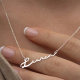 Personalized Handwriting Style Name Necklace 18K gold plated.