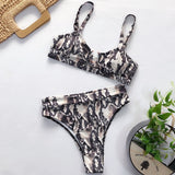 Women High Waist Bikini Set Leopard Snake Print - Dazzle Bijou