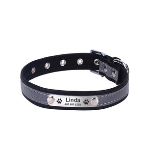 Personalized Pet Collar Leather Reflective/ Engraved ID