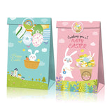12pcs Easter Kraft  Bag With Stickers